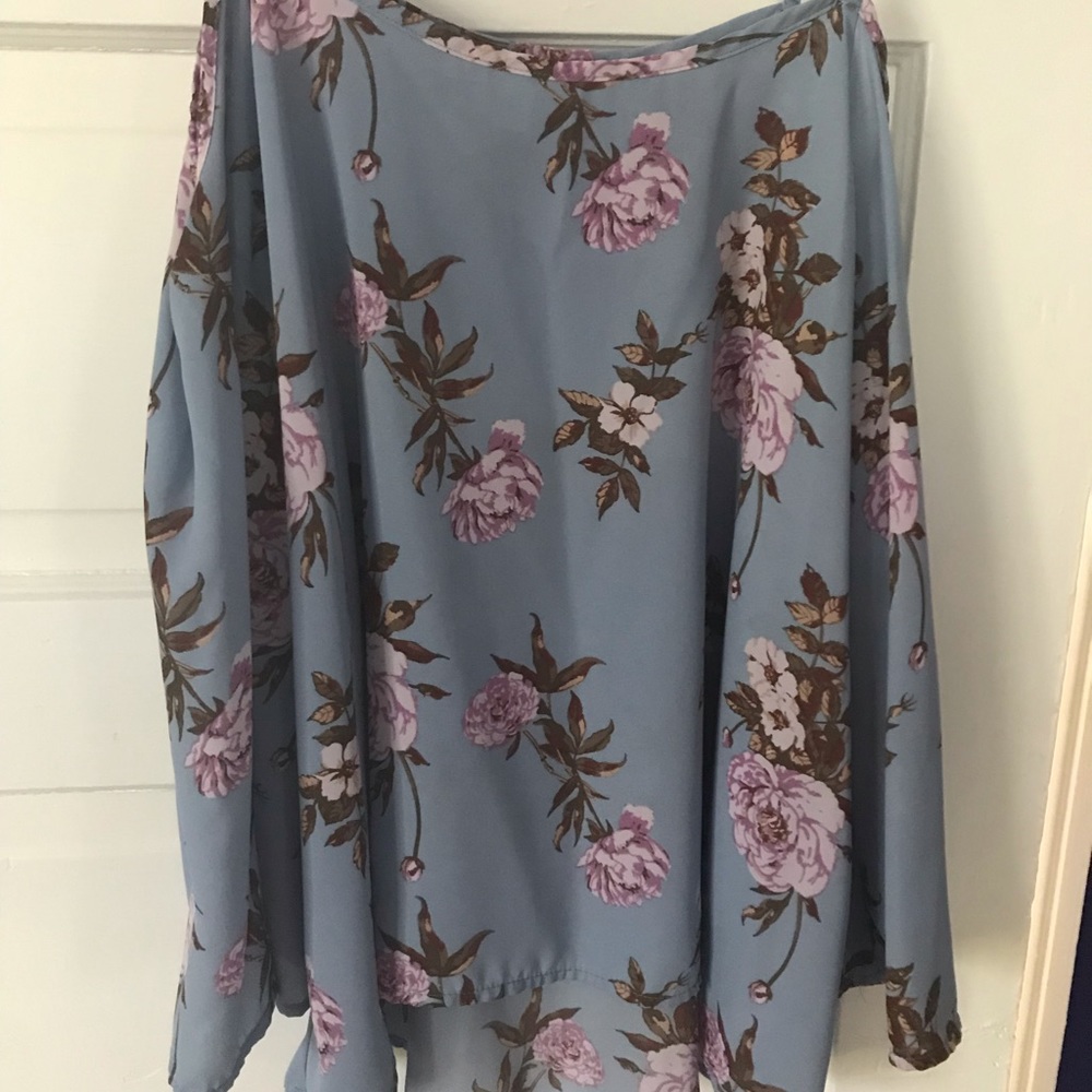 Off the shoulder blue blouse
